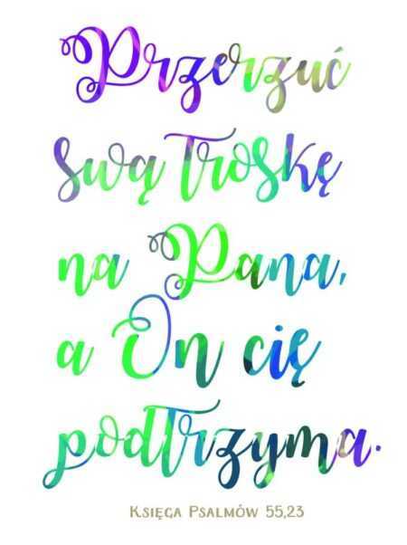KARTKA SKŁADANA z tekstem: Przerzuć swą troskę na Pana...