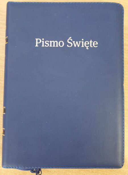 Biblia SNP (przek. literacki EIB) średnia, niebieska, złocone brzegi, zamek