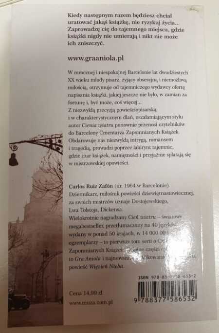 GRA ANIOŁA  (Carlos Ruiz Zafon) - obrazek 2