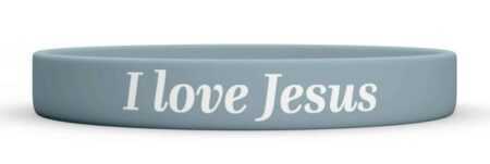 Opaska silikonowa – I LOVE JESUS – niebieska