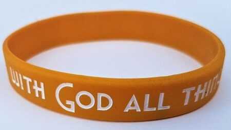 OPASKA SILIKONOWA With God all things are possible – pomarańczowa