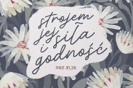 Magnes na lodówkę – Strojem jej siła i godność  (stokrotki)