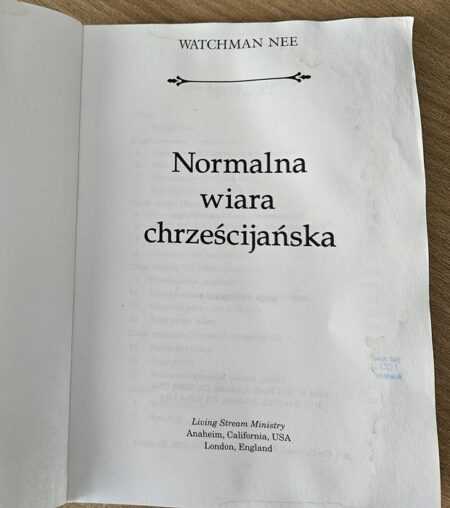 NORMALNA WIARA CHRZEŚCIJAŃSKA  (Watchman Nee) - obrazek 2